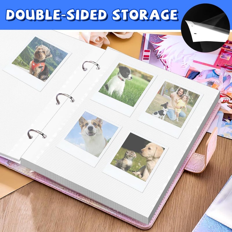 VOKOY 25 Sheets/50 Pages Photo Album Pages for 3 Ring Binder, Self Adhesive Scrapbooking Album Refill Pages Replacement Photo Album Sheets for 2x3 4x6 5x7 8x10 Photo or Cards, 11 x 9 Inch - Image 5